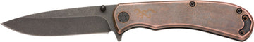 Browning Rivet Folder 3" D2 Black Stonewash Drop Point Copper Handle