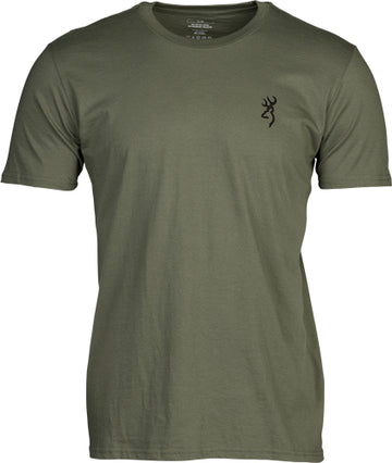 Browning Emblem T-Shirt Military Green XL Short Sleeve Cotton Blend