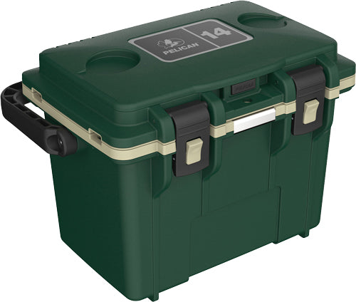 Pelican 14QT Personal Cooler 14 Quart Hunter Green/Tan - Dry Storage