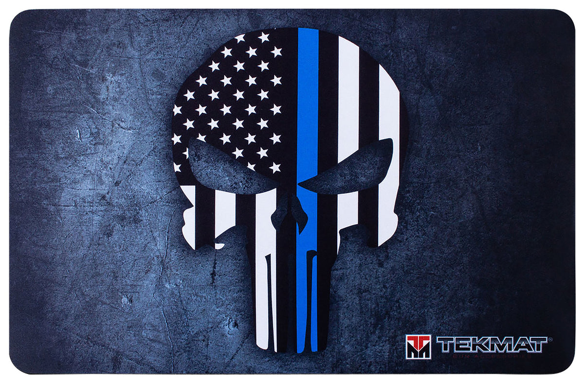 TekMat Armorers Bench Mat 11"x17" Punisher Blue Line Rubber Cleaning Mat