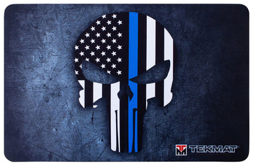 TekMat Armorers Bench Mat 11"x17" Punisher Blue Line Rubber Cleaning Mat
