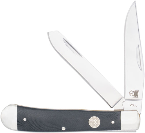 CobraTec Knives Trapper Two Blade VG-10 G-10 Black Slip Joint Folding Knife