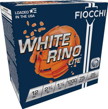 Fiocchi White Rino Lite 12 Gauge 2.75" 1-1/8 oz #7.5 Lead Shot 250 Rd Case