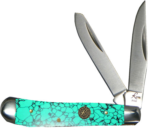 American Buffalo Knife & Tool Roper Stone Peanut 2.25" 2-Blade Folding Knife - Sea Foam