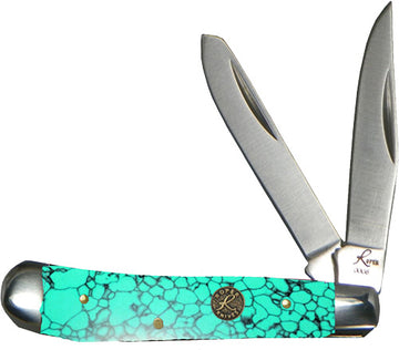 American Buffalo Knife & Tool Roper Stone Peanut 2.25" 2-Blade Folding Knife - Sea Foam