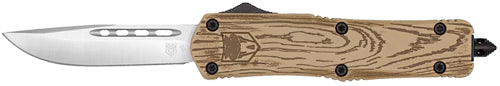CobraTec Knives Medium FS-3 3" OTF D2 Steel Drop Point Wood Grain Cerakote