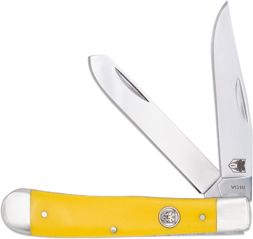 CobraTec Knives Trapper Two Blade Yellow Delrin Slip Joint