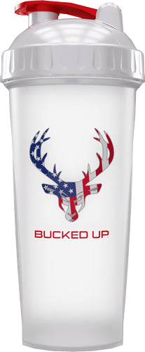 Bucked Up Perfect Shaker 28 oz White w/ USA Flag Logo - BPA Free