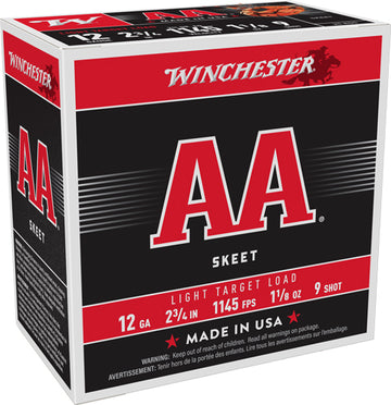Winchester Ammo AA Light Target 12 Gauge 2.75" 1-1/8oz #9 Shot 250 Rd Case