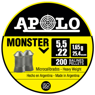 Apolo Pellets Monster .22 Cal 25.4gr Airgun Pellets - 200 ct