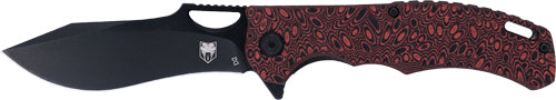 CobraTec Nighthawk 3.62" D2 Folding Knife Black/Red G-10 Handle