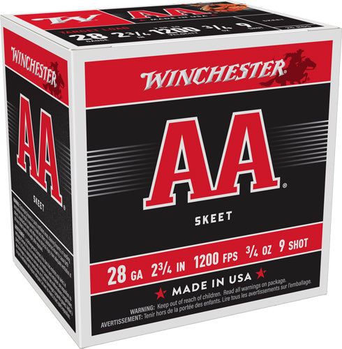 Winchester Ammunition AA 28 Gauge 2.75" 3/4 oz #9 Shot 1200 fps - 250 Rd Case