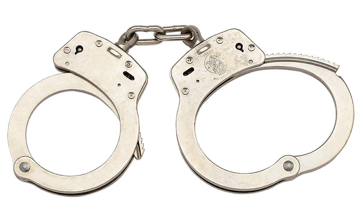 Smith & Wesson Model 100 Nickel Chain Handcuffs - Double Lock