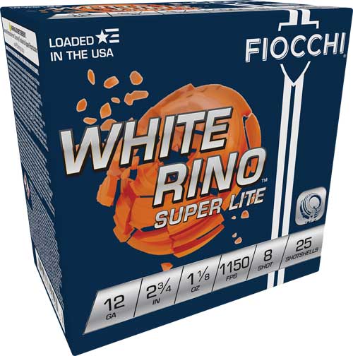 Fiocchi White Rino 12 Gauge 2.75" 1-1/8 oz #8 Shot 1150 fps - 250 Round Case