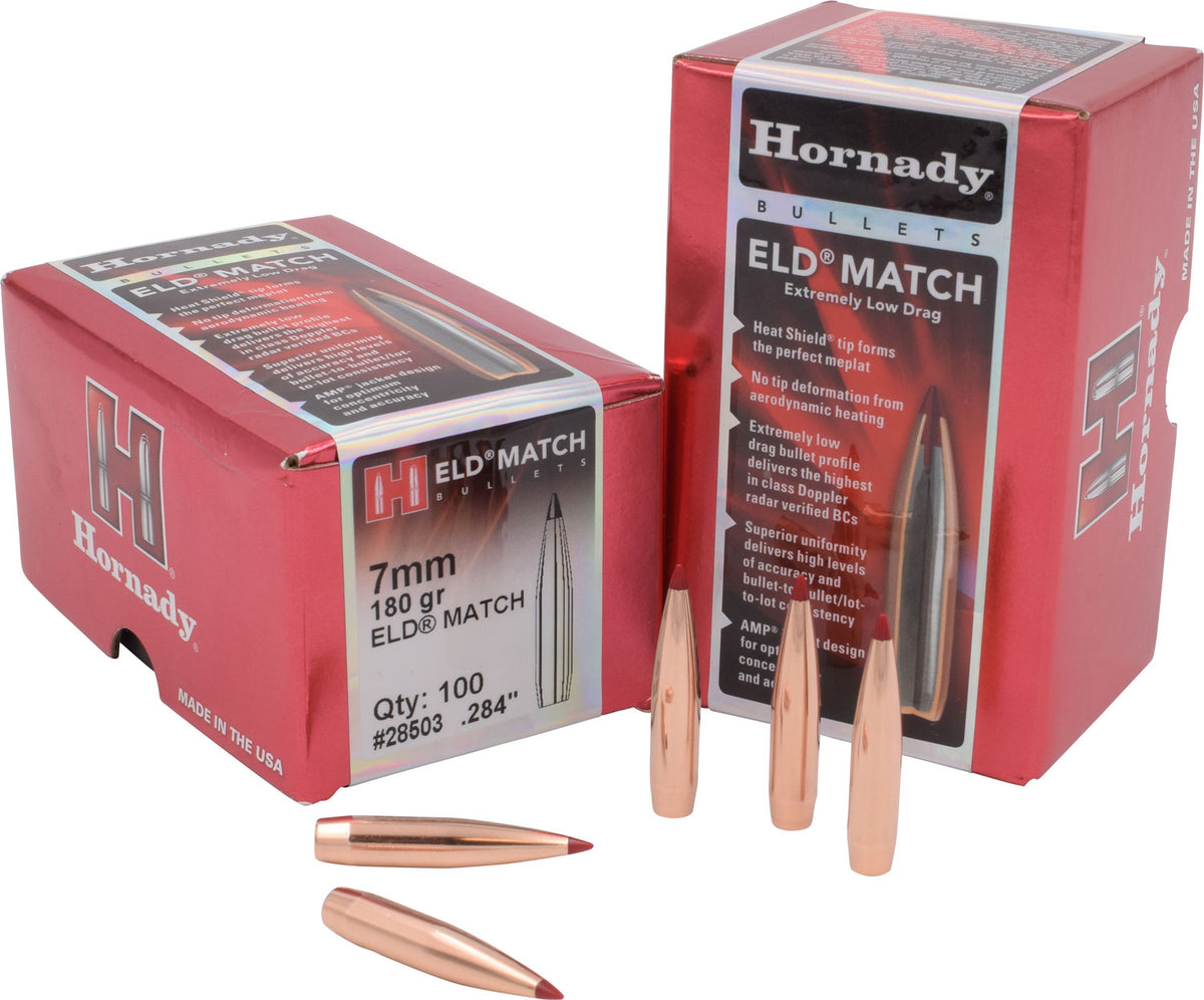 Hornady ELD Match 7mm .284 180gr Reloading Bullets - 100/Box