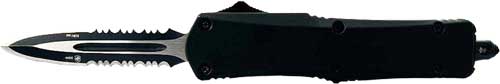 Templar Knife Large OTF 3.5" Black Dagger Serrated Black Rubber Handle