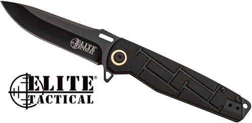 Master Cutlery Elite Tactical Readiness 3.5" Drop Point Spring Assisted Folding Knife - Black