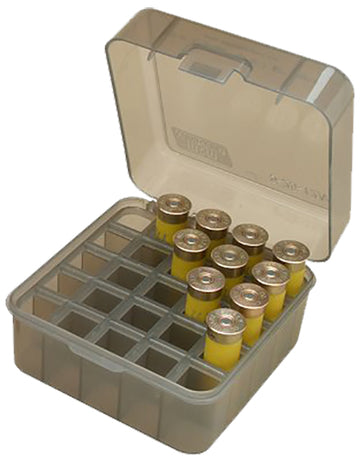 MTM Case-Gard S25D Shotshell Box 25-Rd 12/16/20 Gauge 3" Flip-Top - Clear Smoke