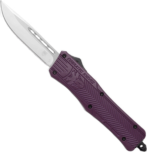 CobraTec Knives CTK-1 Medium 3" OTF Drop Point Plain D2 Steel Plum Aluminum Handle
