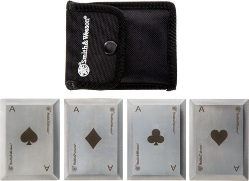 Smith & Wesson Bullseye Throwing Cards 4-Pack SS w/Nylon Sheath