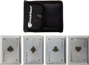 Smith & Wesson Bullseye Throwing Cards 4-Pack SS w/Nylon Sheath
