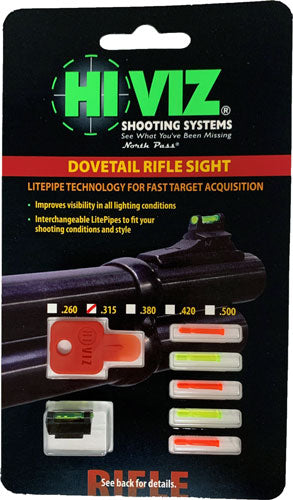 Hiviz DOVM315 Rifle Front Sight for 3/8" Dovetail .315" - Interchangeable LitePipes