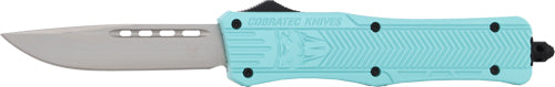 CobraTec Knives CTK-1 Medium 3" OTF Drop Point Plain D2 Steel Mint Blue Aluminum Handle