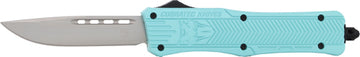 CobraTec Knives CTK-1 Medium 3" OTF Drop Point Plain D2 Steel Mint Blue Aluminum Handle