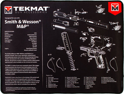 TekMat Ultra Premium Armorers Bench Mat 15"x20" S&W M&P Black