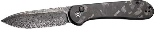 Civivi Knives Elementum 3.47" Damascus Marble Carbon Fiber Button Lock
