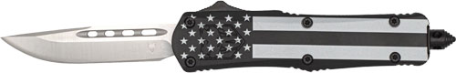CobraTec Knives Small FS-3 OTF 2.75" D2 Drop Point Black Out Flag Aluminum