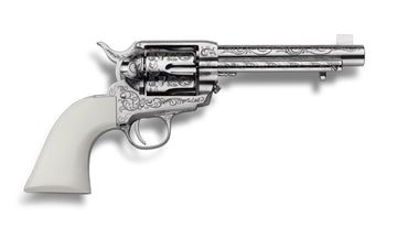 Cimarron Bat Masterson 45 LC 5.5" 6-Shot SAO Engraved Nickel Revolver