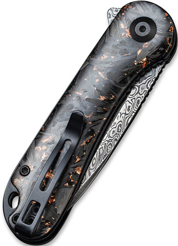 Civivi Knives Elementum 2.96" Damascus Folding Flipper Knife - Carbon Fiber/Copper Handle