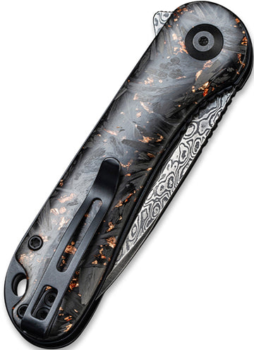 Civivi Knives Elementum 2.96" Damascus Folding Flipper Knife - Carbon Fiber/Copper Handle