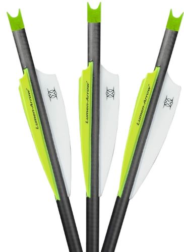 Lumenok Xbow Arrow 20" Carbon 3.5" Vanes Green Crescent 3-Pack