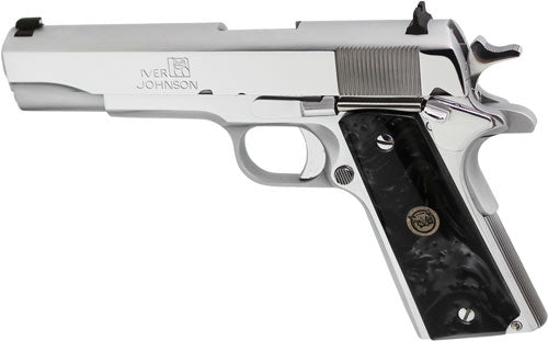 Iver Johnson 1911A1 .38 Super 5" 9+1 Semi-Auto Pistol - Chrome Black Pearl
