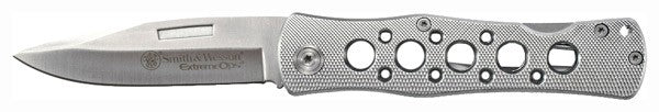 Smith & Wesson Extreme Ops 3.5" Drop Point Lockback Folding Knife - Gray Aluminum