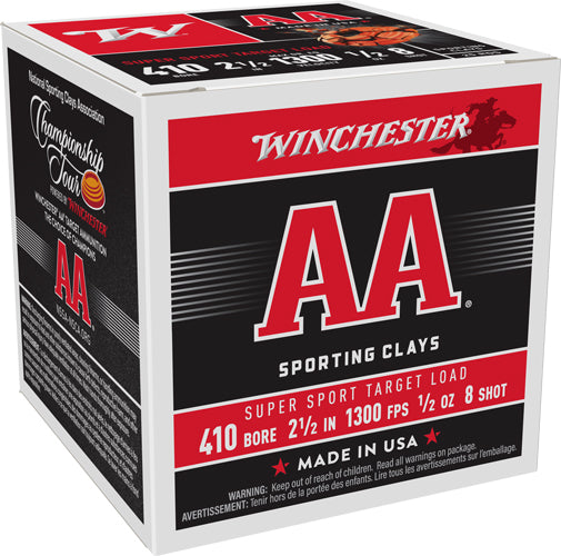 Winchester Ammo AA 410 Bore 2.5" 1/2oz #8 Shot 1300fps 250 Rd Case