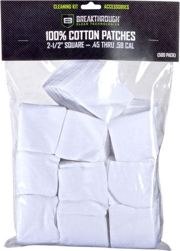 Breakthrough Clean Cotton Cleaning Patches 2.5" Square .45-.58 Cal 50 Pack