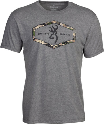Browning Hexlock T-Shirt Heather Gray X-Large Short Sleeve