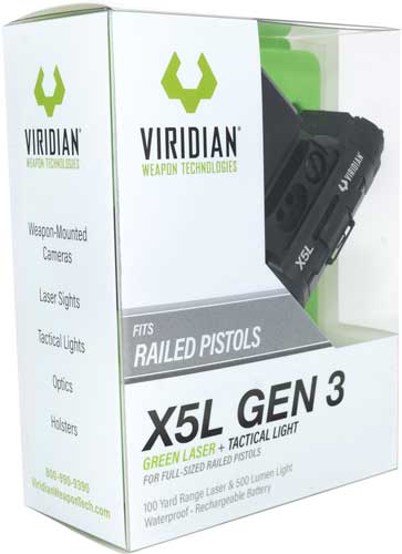 Viridian X5L Gen 3 Green Laser Sight w/ 500-Lumen Tactical Light Universal Rail Mount
