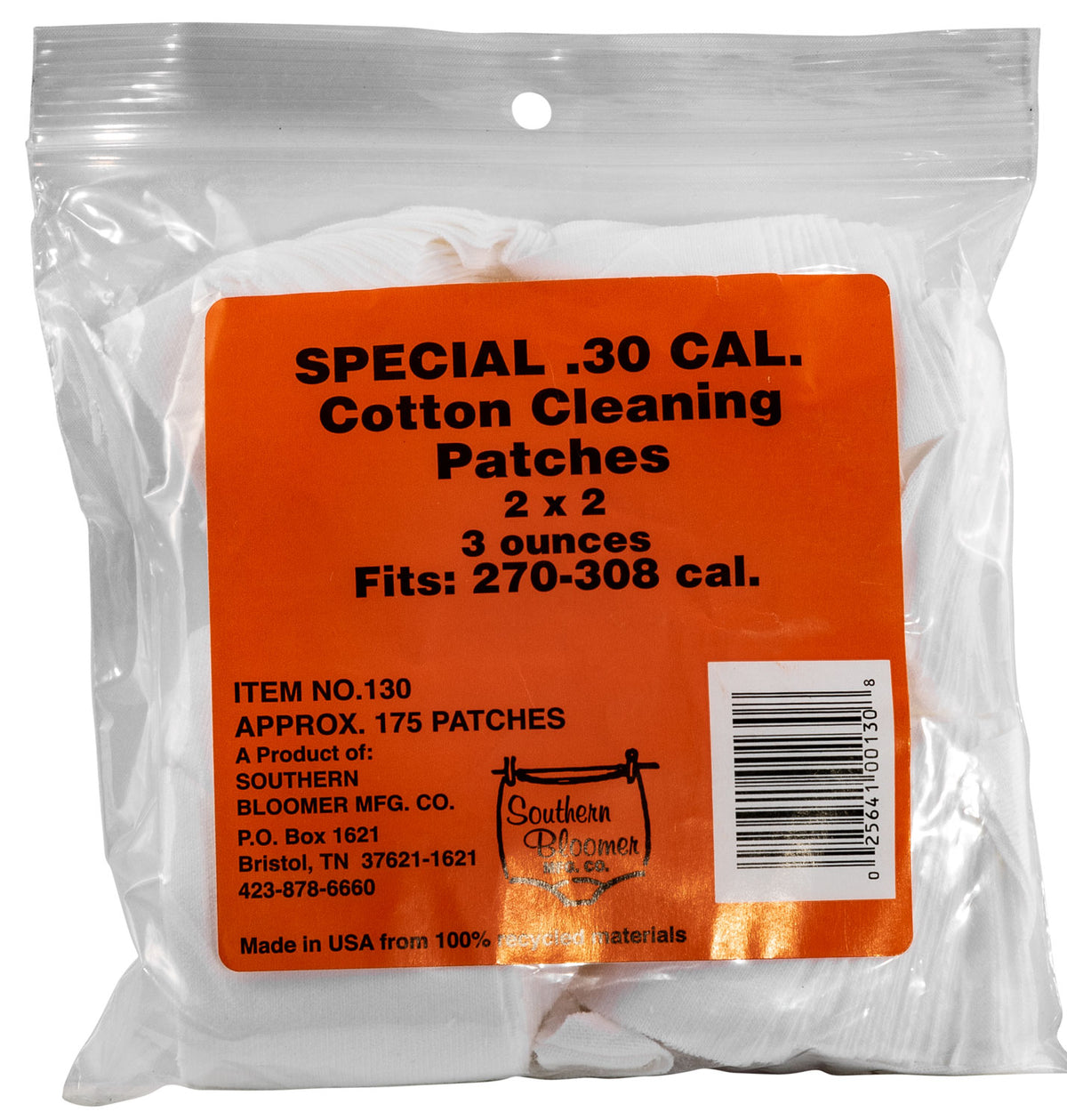 Southern Bloomers .30 Caliber Cotton Cleaning Patches 175-Pack