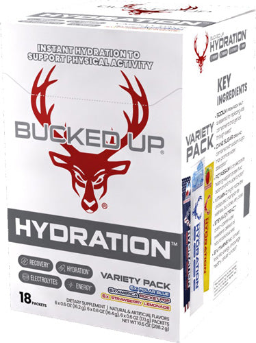 Bucked Up Hydration 2.0 Variety Pack 18-Count 3-Flavor Electrolyte Drink Mix