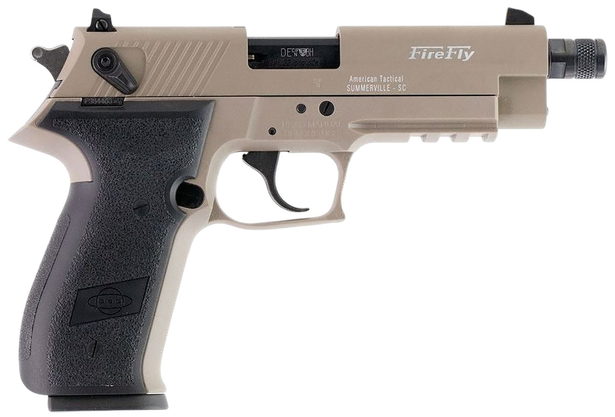 German Sport FireFly 22 LR 4.9" 13+1 DA/SA Semi-Auto Pistol - Tan / Threaded