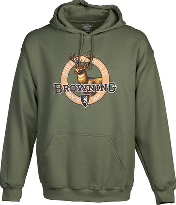 Browning Vintage Emblem Hoodie Whitetail Green Large