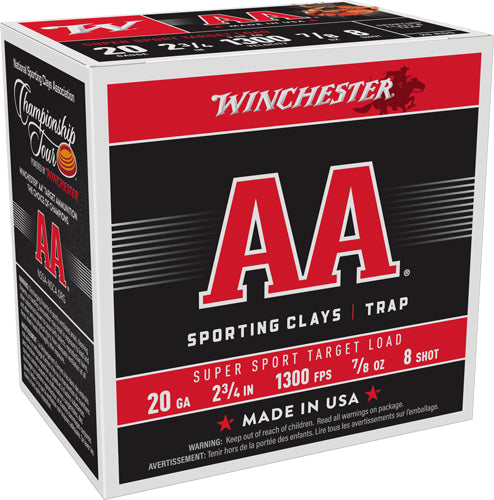 Winchester Ammunition AA 20 Gauge 2.75" 7/8 oz #8 Shot 1300 fps - 250 Rd Case