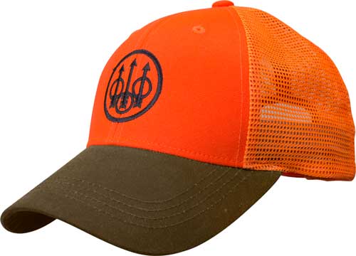 Beretta Upland Trucker Hat Blaze Orange/Tobacco Mesh Back Cap