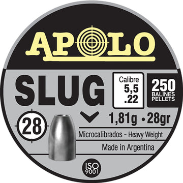 Apolo Pellets Slug .22 Cal 28gr Airgun Pellets - 250 ct