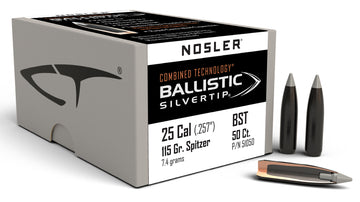 Nosler Bullets Ballistic Silver Tip 25 Cal 115gr Polymer Tipped 50/Box