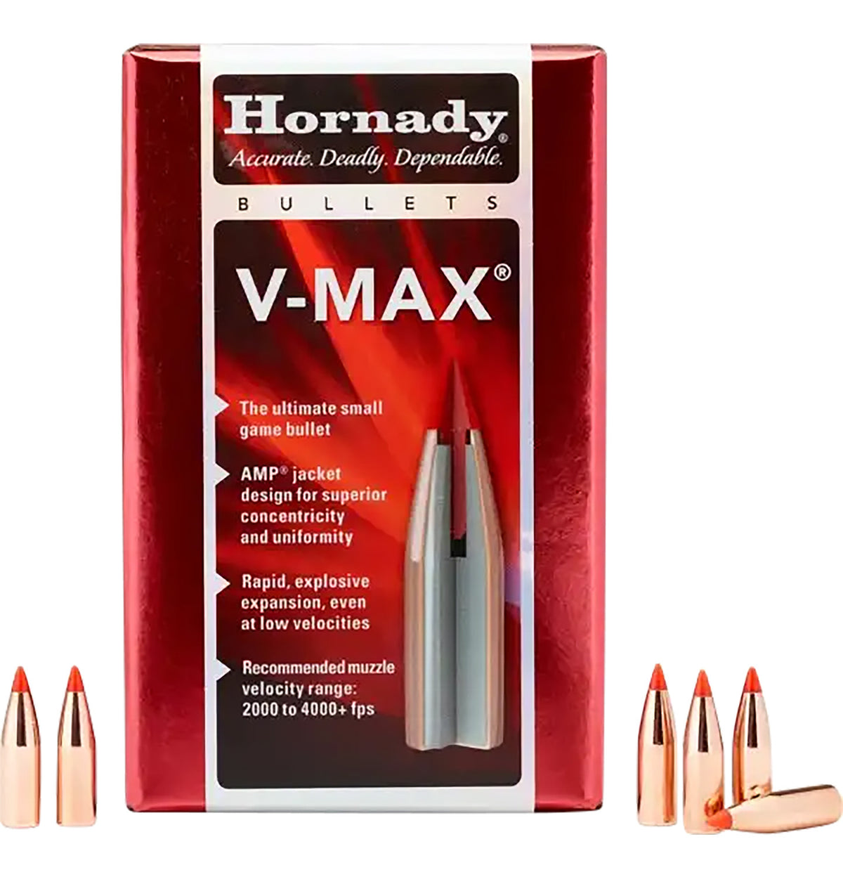 Hornady V-MAX 22 Cal .224 60gr Polymer Tip Rifle Bullets - 100/Box